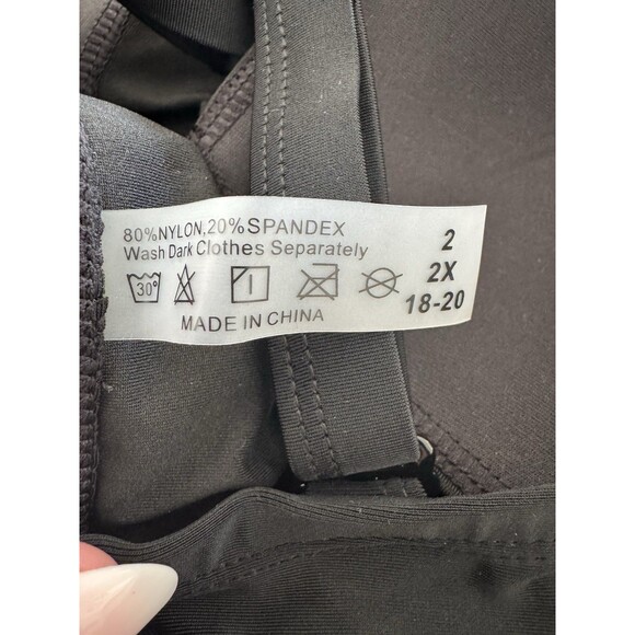 Plus Size Swimdress One Piece Swimsuit Tummy Control black Skirt size 2x 18-20W - Picture 13 of 13